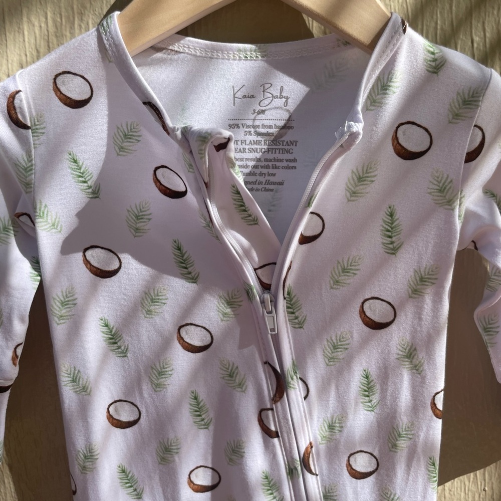6-12M Bamboo Footie Coconut Print Baby Zip Pajama NWT Multi Size